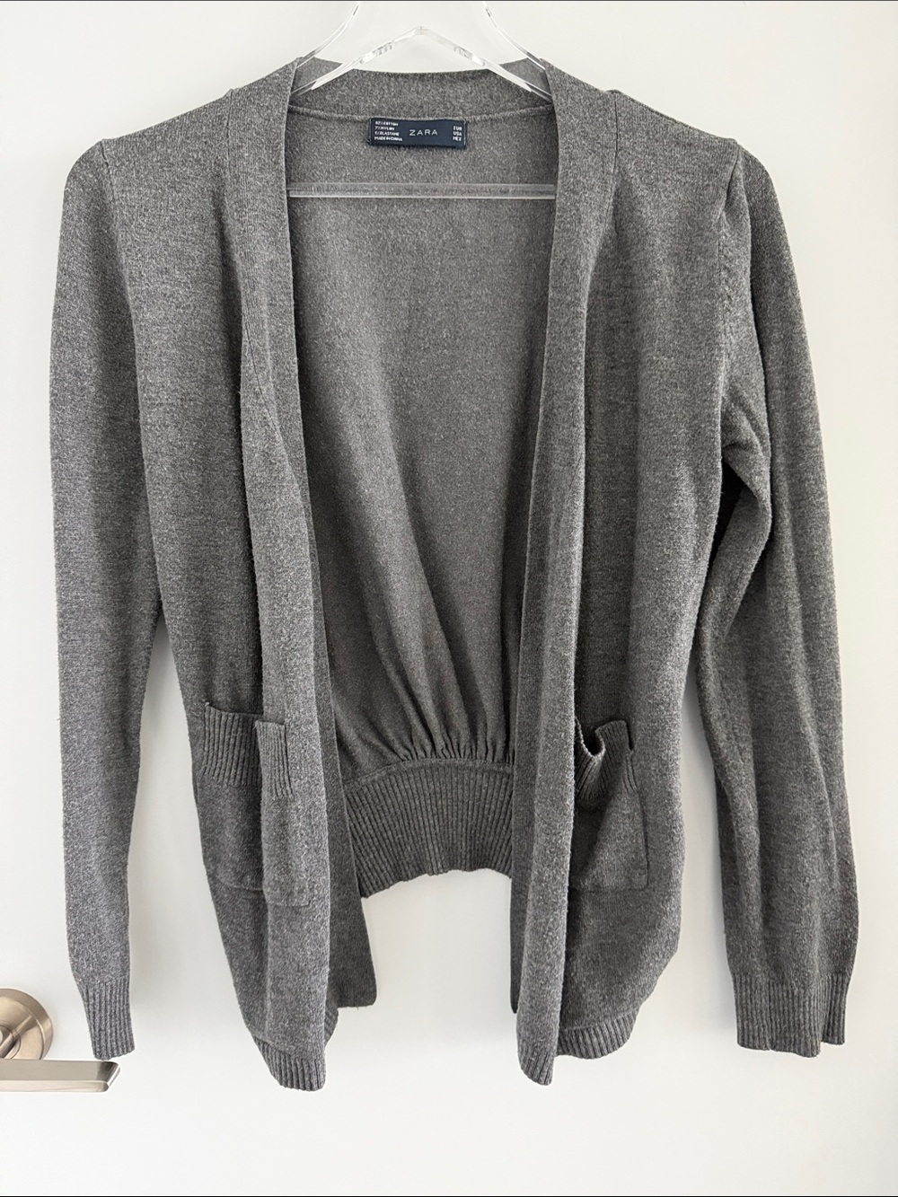 Zara Gray Open-Front Lightweight Cardigan